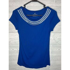 Talbots navy blue T-shirt with beading size XS